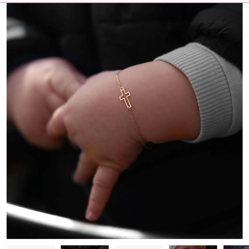 Mionza fine Jewelry Baby Cross Bracelet 14k Solid Gold